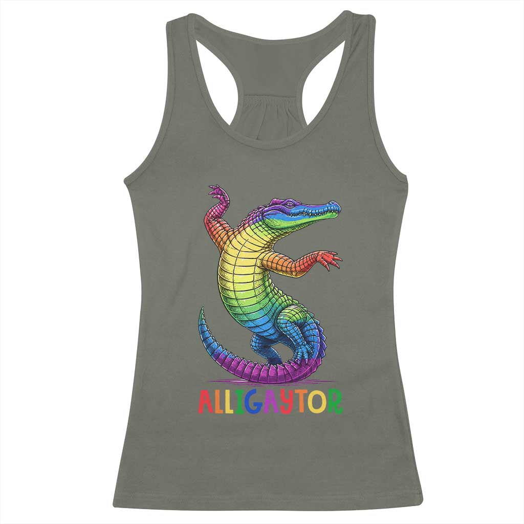 Alligaytor LGBTQ Pride Graphic Racerback Tank Top Queer Reptile Lovers