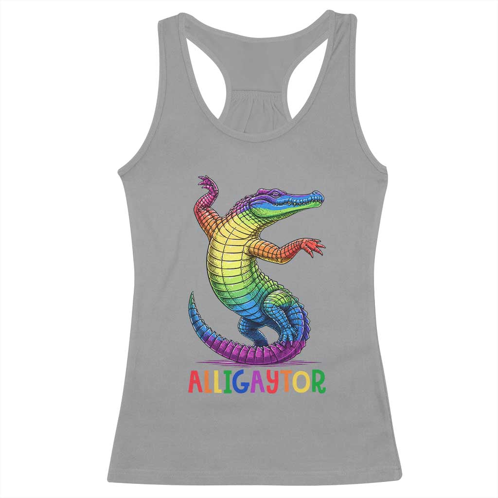 Alligaytor LGBTQ Pride Graphic Racerback Tank Top Queer Reptile Lovers