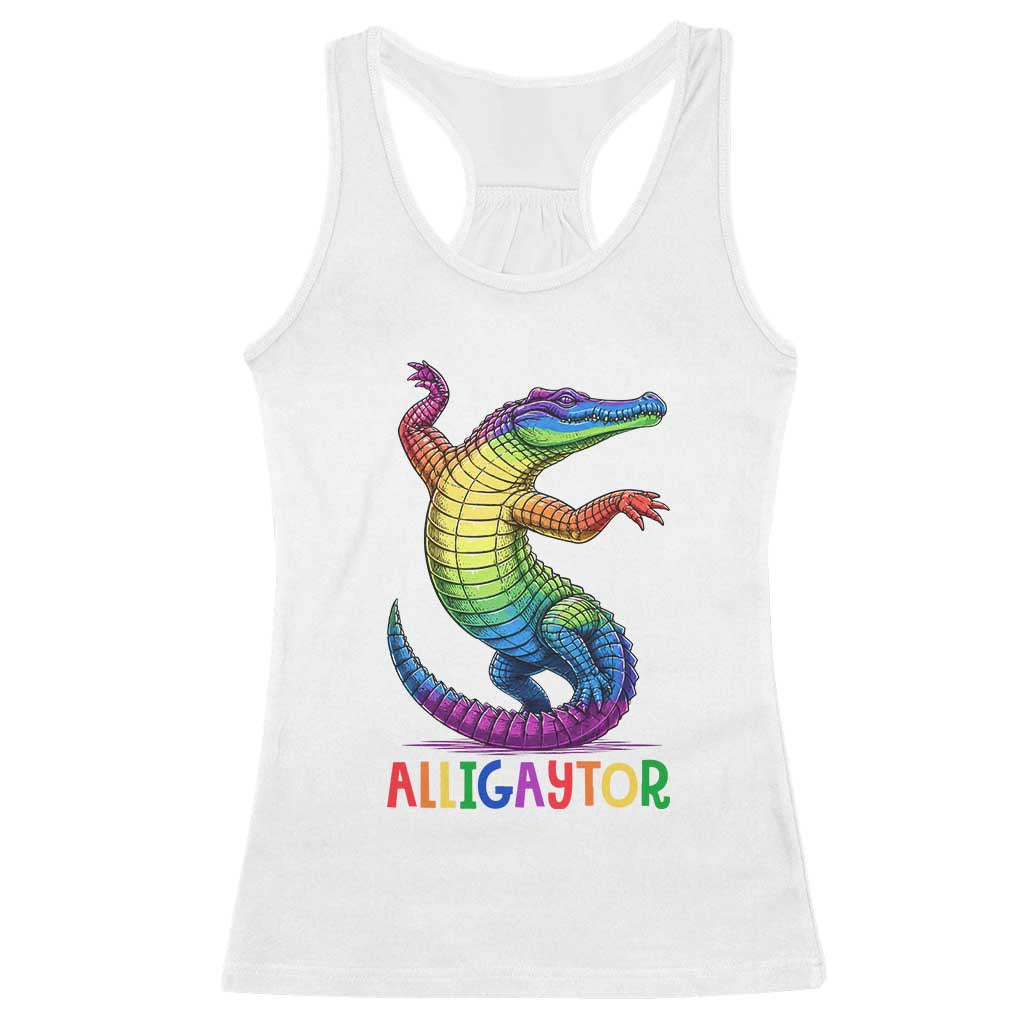 Alligaytor LGBTQ Pride Graphic Racerback Tank Top Queer Reptile Lovers