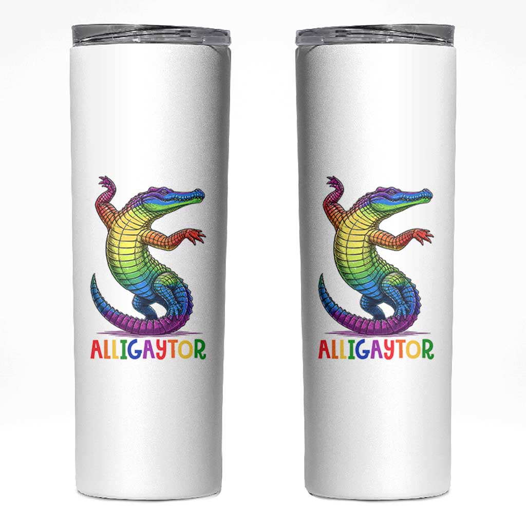 Alligaytor LGBTQ Pride Graphic Skinny Tumbler Queer Reptile Lovers