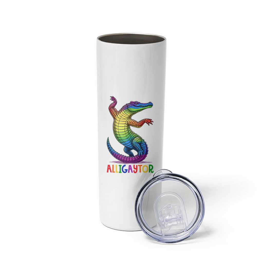 Alligaytor LGBTQ Pride Graphic Skinny Tumbler Queer Reptile Lovers