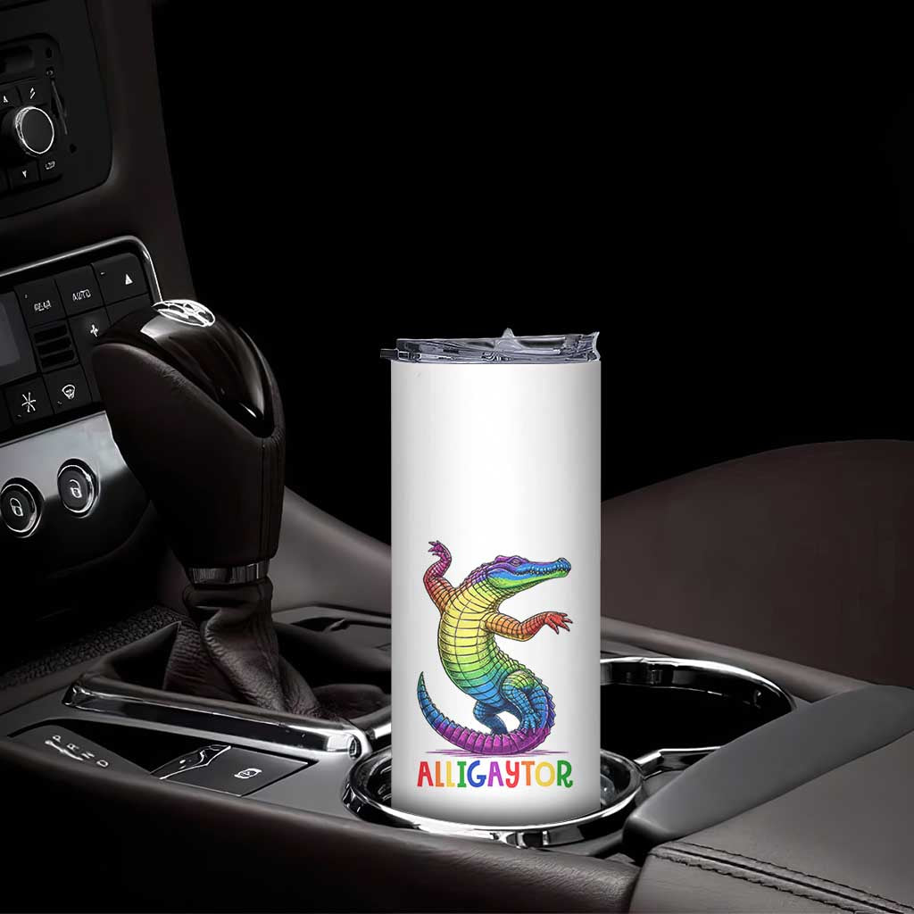 Alligaytor LGBTQ Pride Graphic Skinny Tumbler Queer Reptile Lovers