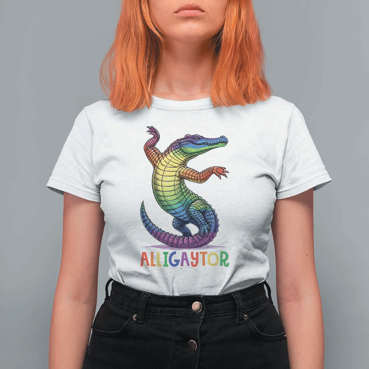 Alligaytor LGBTQ Pride Graphic T Shirt For Women Queer Reptile Lovers