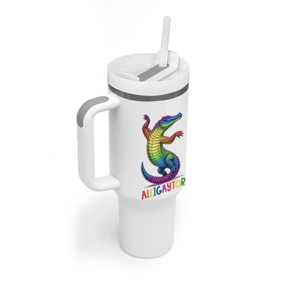 Alligaytor LGBTQ Pride Graphic Tumbler With Handle Queer Reptile Lovers