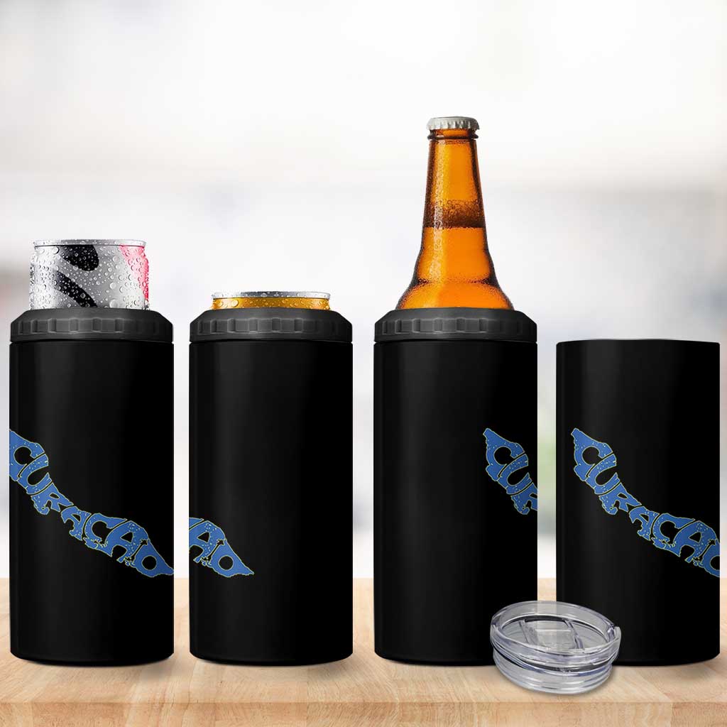 Curacao Flag Map Pride 4 in 1 Can Cooler Tumbler Proud Curacaoan Heritage Gift