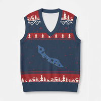 Curacao Flag Map Pride V-Neck Knit Sweater Vest Proud Curacaoan Heritage Gift