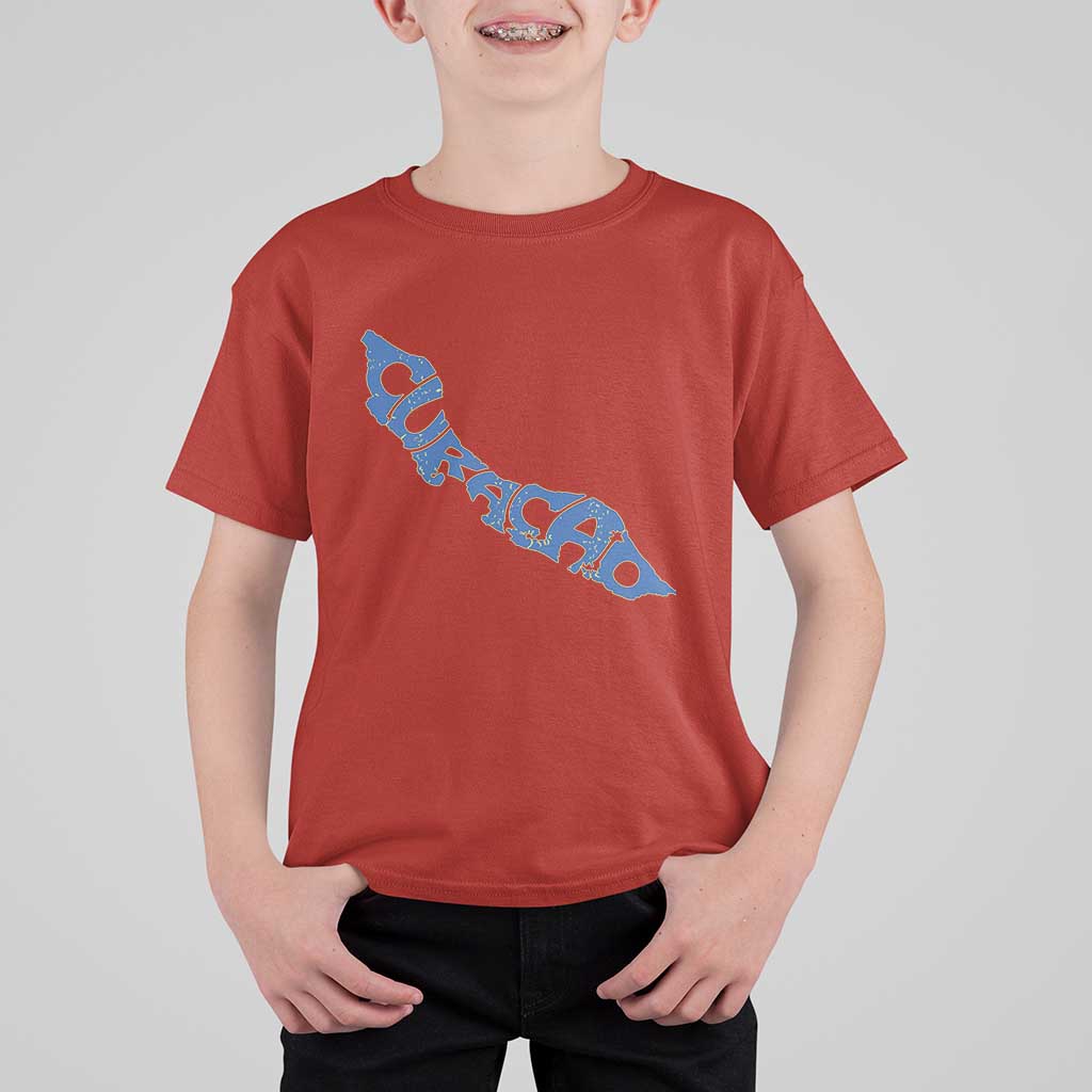 Curacao Flag Map Pride T Shirt For Kid Proud Curacaoan Heritage Gift