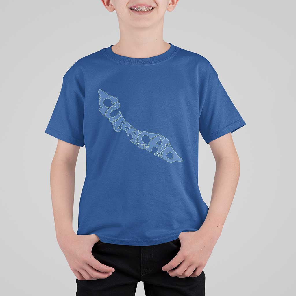 Curacao Flag Map Pride T Shirt For Kid Proud Curacaoan Heritage Gift