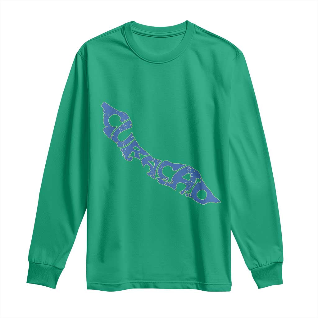 Curacao Flag Map Pride Long Sleeve Shirt Proud Curacaoan Heritage Gift