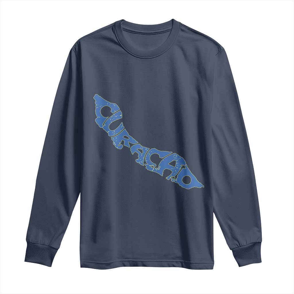 Curacao Flag Map Pride Long Sleeve Shirt Proud Curacaoan Heritage Gift