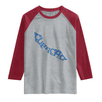 Curacao Flag Map Pride Raglan Shirt Proud Curacaoan Heritage Gift