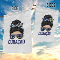 Curacao Soccer Messy Bun Girl Garden Flag Proud Curacaoan Heritage Gift