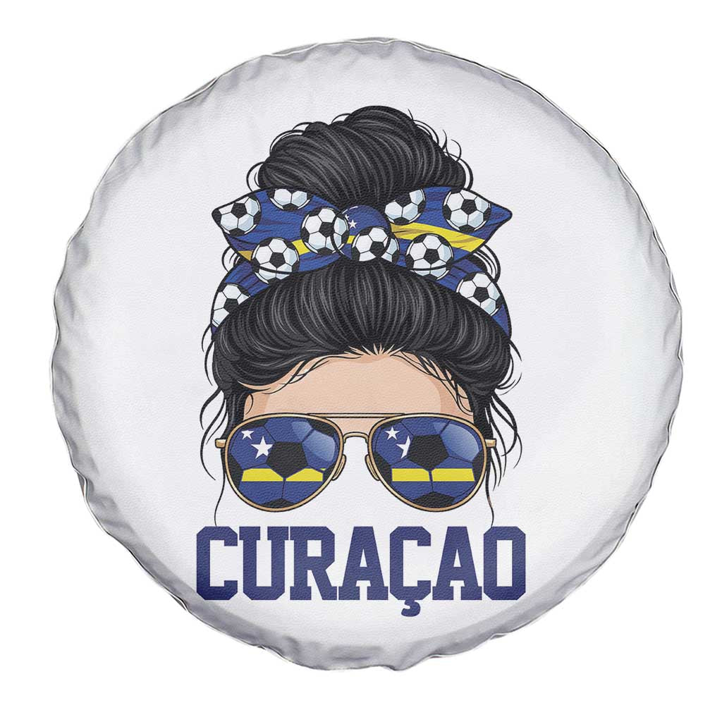 Curacao Soccer Messy Bun Girl Spare Tire Cover Proud Curacaoan Heritage Gift