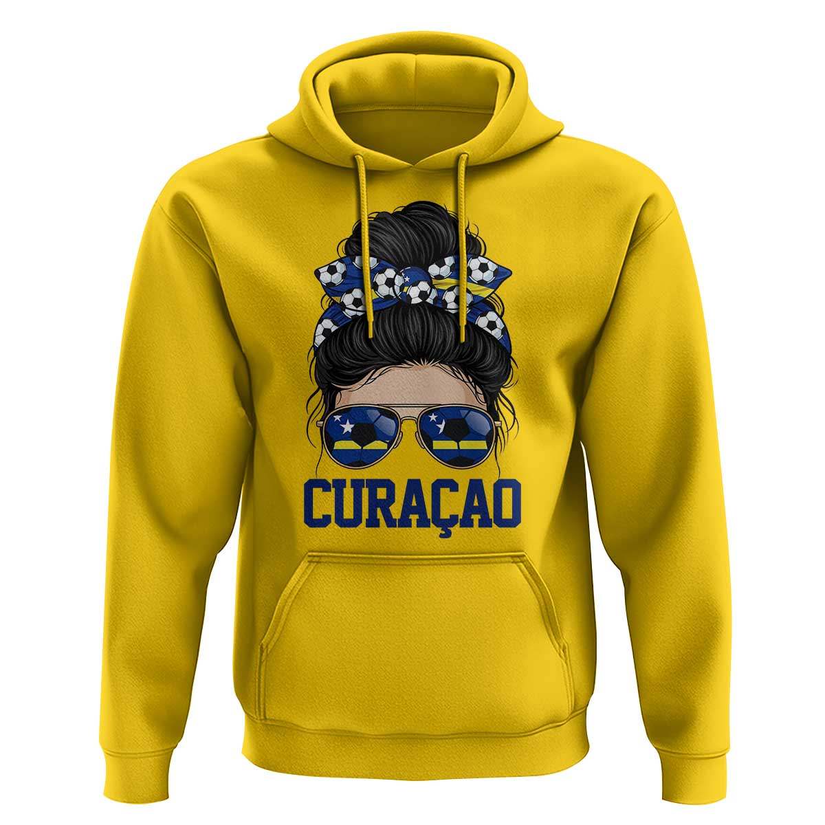 Curacao Soccer Messy Bun Girl Hoodie Proud Curacaoan Heritage Gift