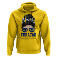 Curacao Soccer Messy Bun Girl Hoodie Proud Curacaoan Heritage Gift