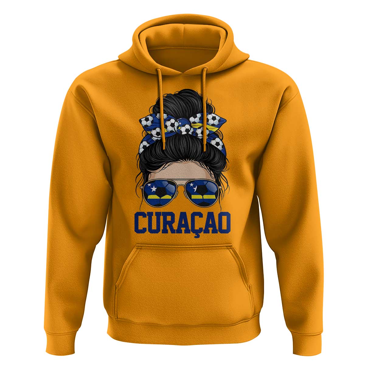 Curacao Soccer Messy Bun Girl Hoodie Proud Curacaoan Heritage Gift