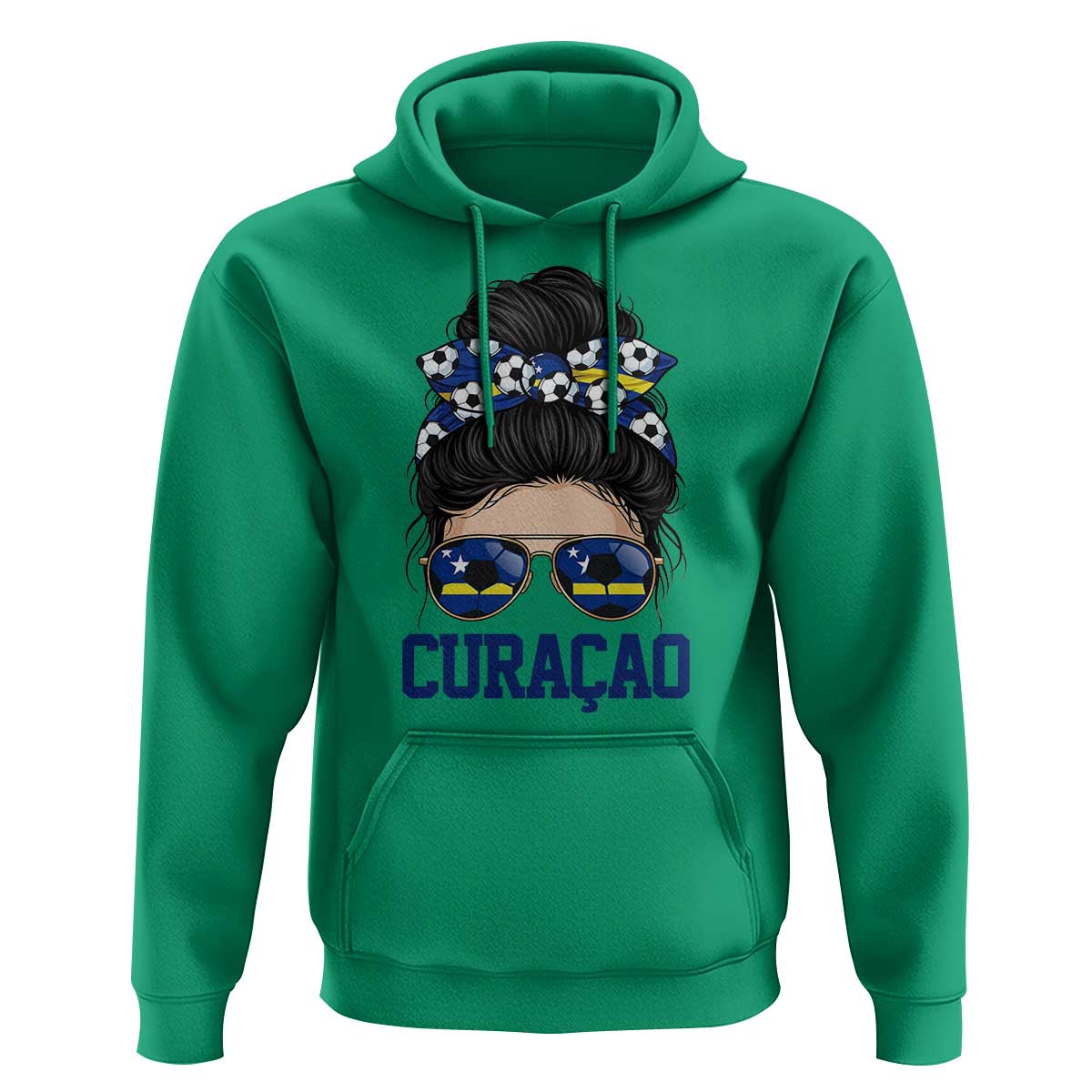 Curacao Soccer Messy Bun Girl Hoodie Proud Curacaoan Heritage Gift