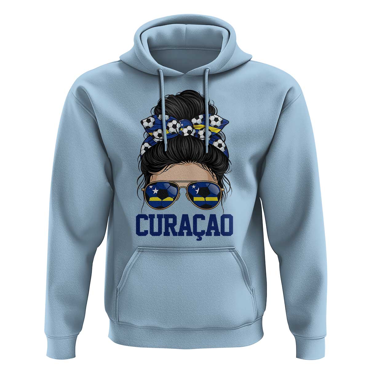 Curacao Soccer Messy Bun Girl Hoodie Proud Curacaoan Heritage Gift