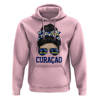Curacao Soccer Messy Bun Girl Hoodie Proud Curacaoan Heritage Gift
