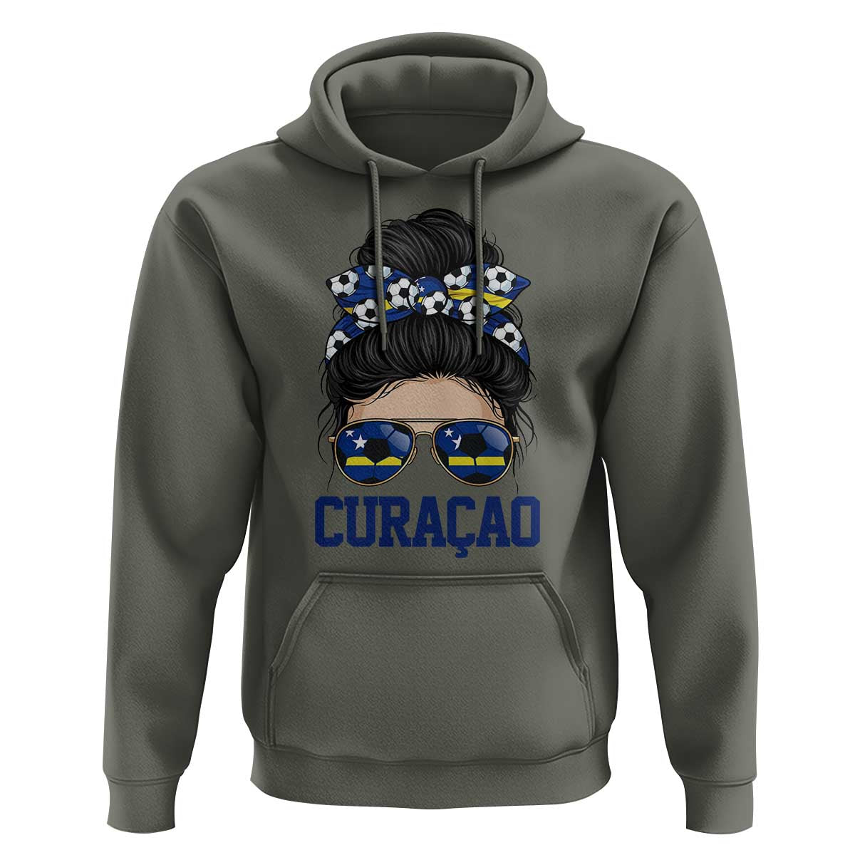 Curacao Soccer Messy Bun Girl Hoodie Proud Curacaoan Heritage Gift