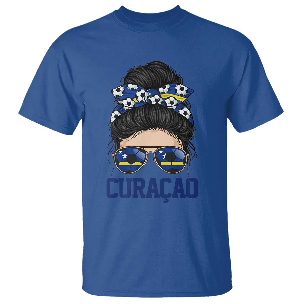 Curacao Soccer Messy Bun Girl T Shirt Proud Curacaoan Heritage Gift