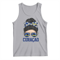 Curacao Soccer Messy Bun Girl Tank Top Proud Curacaoan Heritage Gift