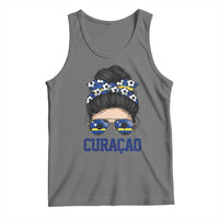 Curacao Soccer Messy Bun Girl Tank Top Proud Curacaoan Heritage Gift