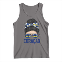 Curacao Soccer Messy Bun Girl Tank Top Proud Curacaoan Heritage Gift