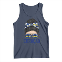 Curacao Soccer Messy Bun Girl Tank Top Proud Curacaoan Heritage Gift