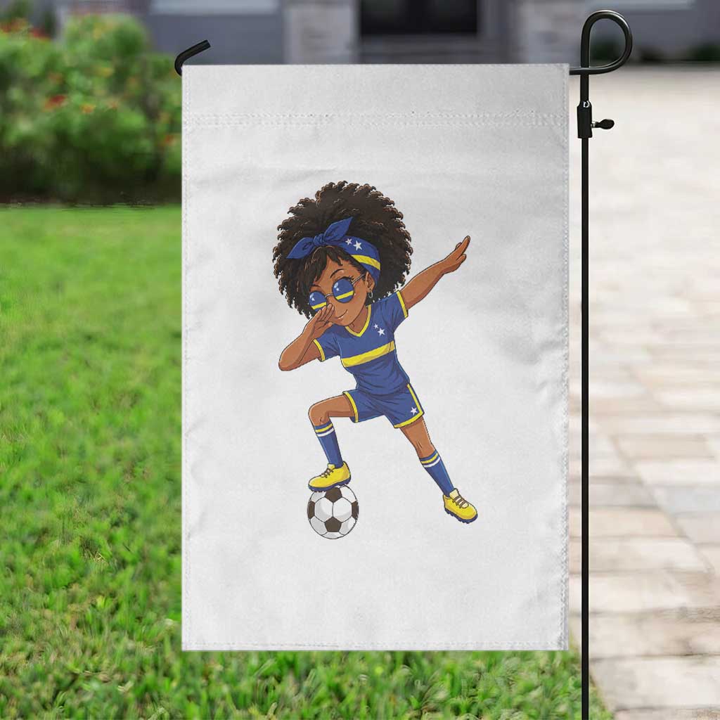 Funny Curacao Soccer Girl Garden Flag Dabbing Football Fan Gift