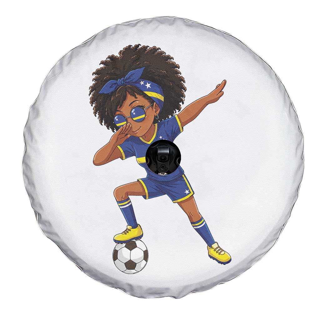 Funny Curacao Soccer Girl Spare Tire Cover Dabbing Football Fan Gift