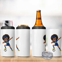 Funny Curacao Soccer Girl 4 in 1 Can Cooler Tumbler Dabbing Football Fan Gift