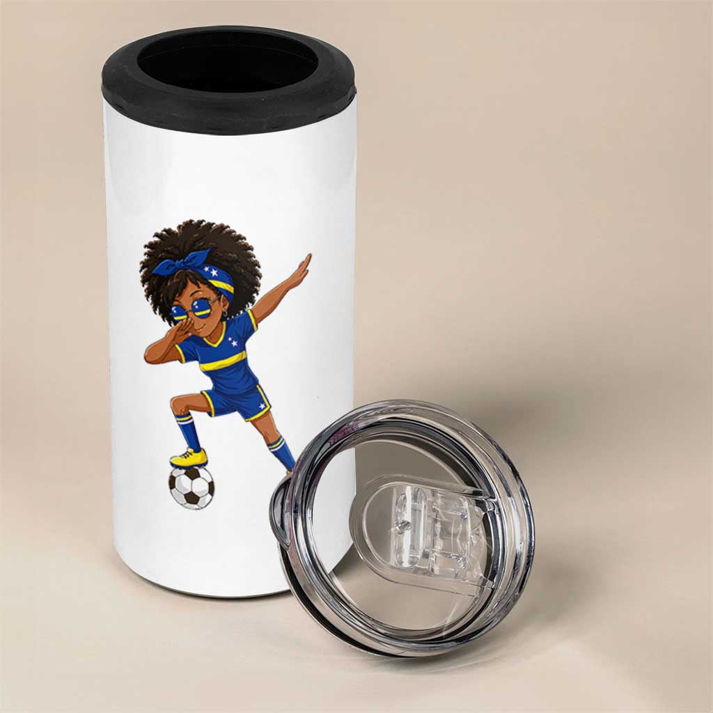 Funny Curacao Soccer Girl 4 in 1 Can Cooler Tumbler Dabbing Football Fan Gift