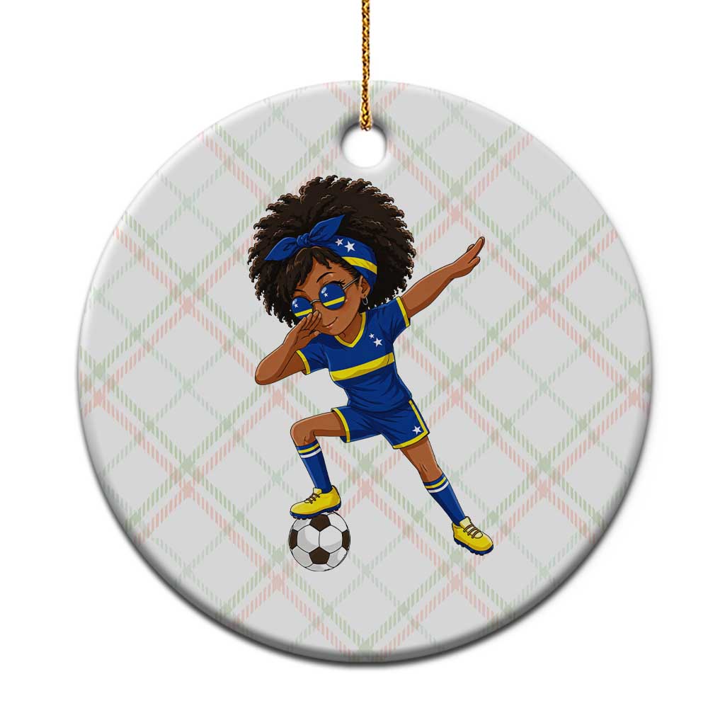 Funny Curacao Soccer Girl Ceramic Ornament Dabbing Football Fan Gift