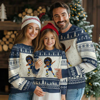 Funny Curacao Soccer Girl Ugly Christmas Sweater Dabbing Football Fan Gift