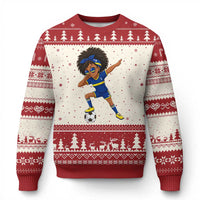 Funny Curacao Soccer Girl Ugly Christmas Sweater Dabbing Football Fan Gift