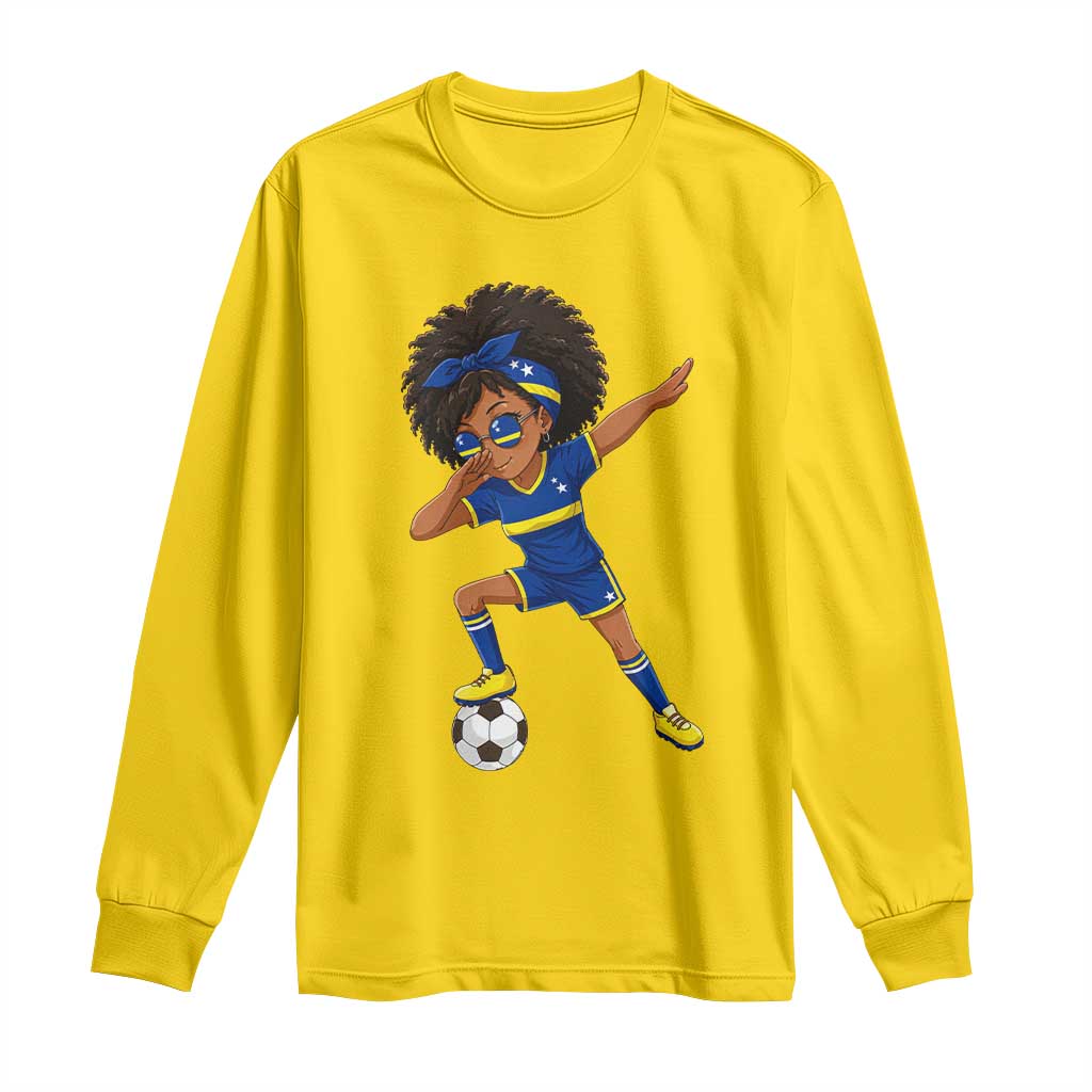 Funny Curacao Soccer Girl Long Sleeve Shirt Dabbing Football Fan Gift