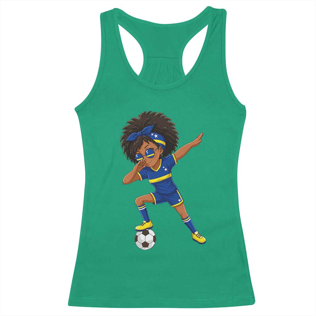 Funny Curacao Soccer Girl Racerback Tank Top Dabbing Football Fan Gift