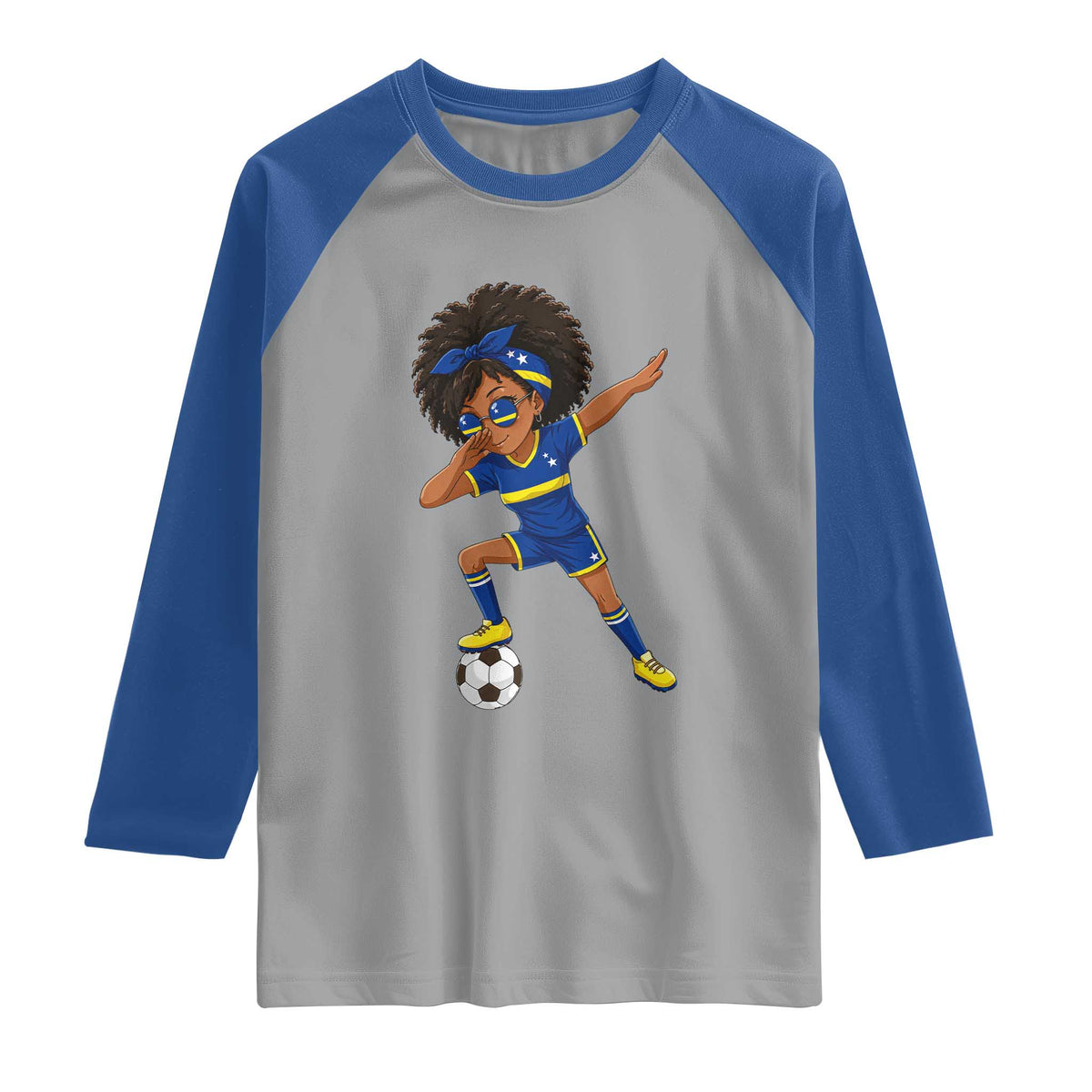 Funny Curacao Soccer Girl Raglan Shirt Dabbing Football Fan Gift
