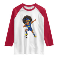 Funny Curacao Soccer Girl Raglan Shirt Dabbing Football Fan Gift