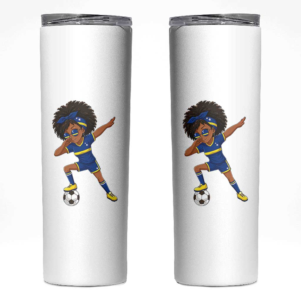 Funny Curacao Soccer Girl Skinny Tumbler Dabbing Football Fan Gift