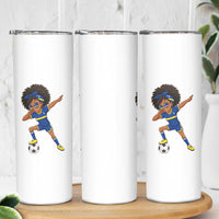 Funny Curacao Soccer Girl Skinny Tumbler Dabbing Football Fan Gift