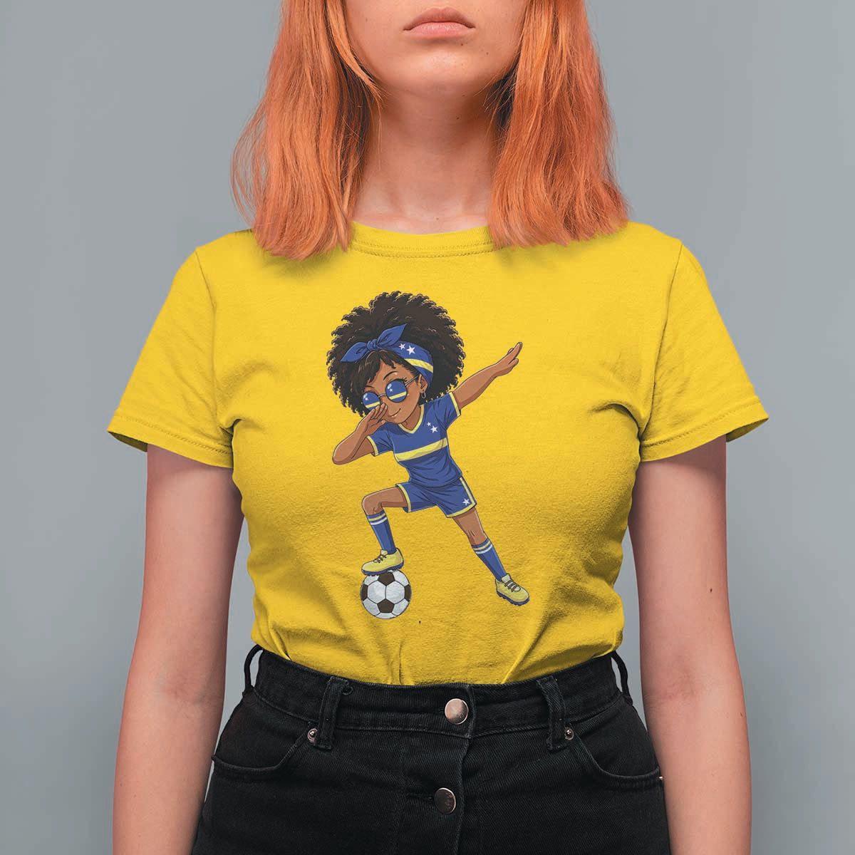 Funny Curacao Soccer Girl T Shirt For Women Dabbing Football Fan Gift