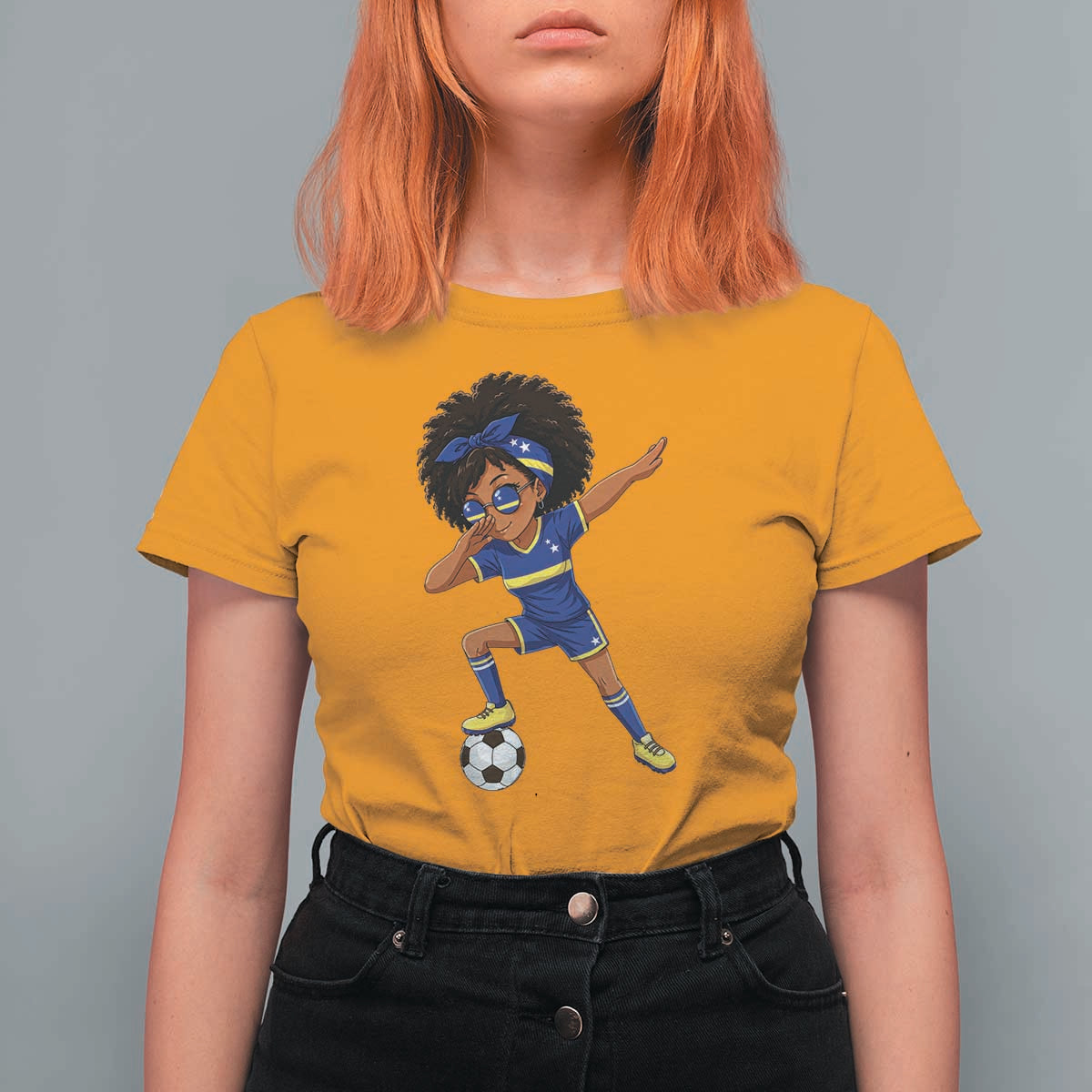 Funny Curacao Soccer Girl T Shirt For Women Dabbing Football Fan Gift