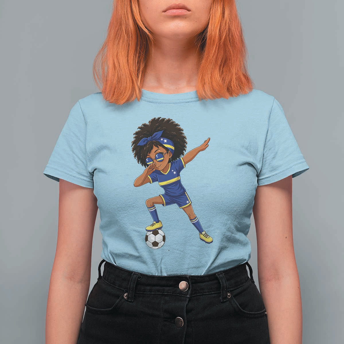 Funny Curacao Soccer Girl T Shirt For Women Dabbing Football Fan Gift