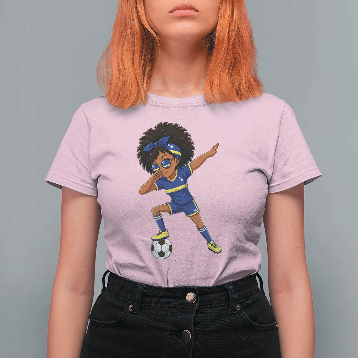 Funny Curacao Soccer Girl T Shirt For Women Dabbing Football Fan Gift