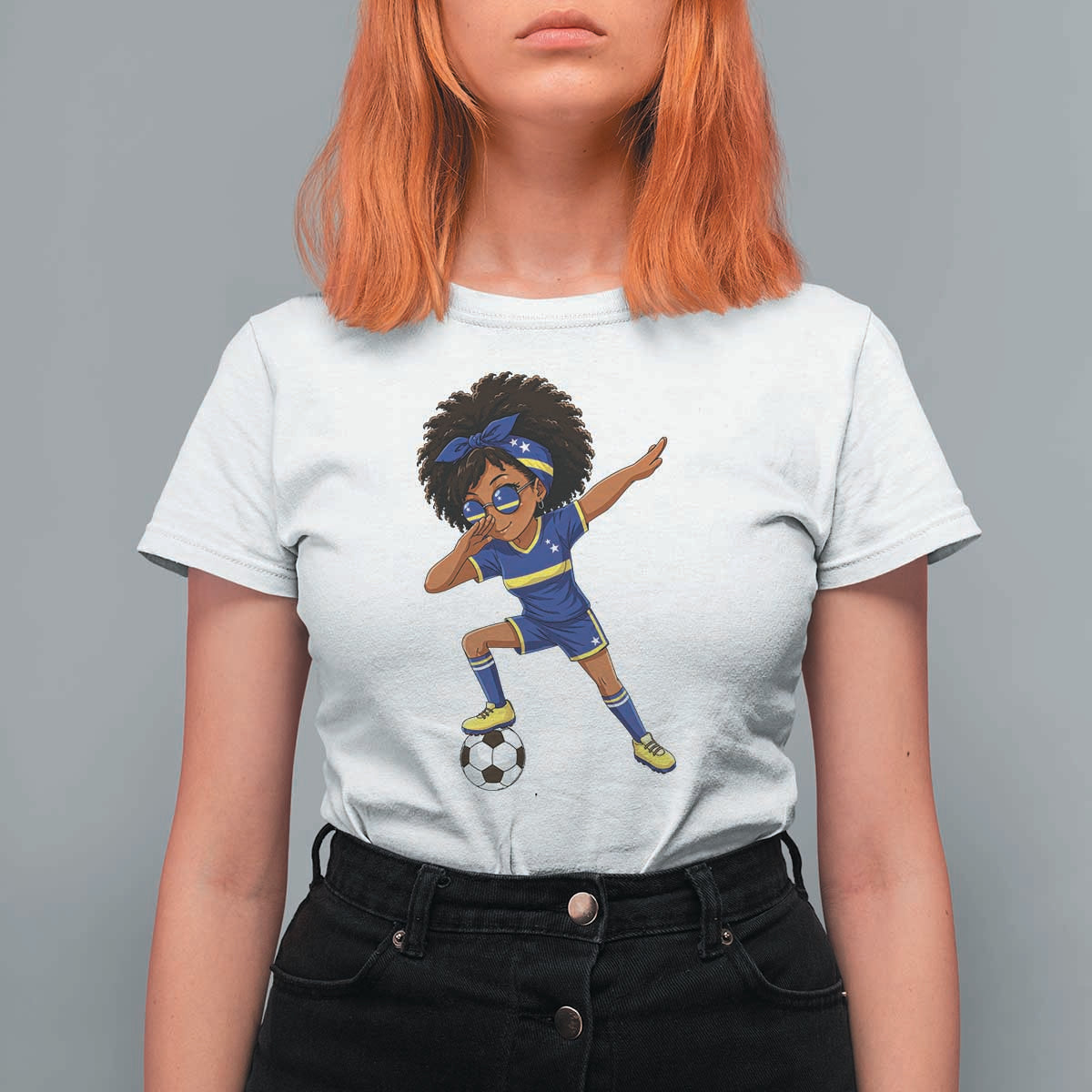 Funny Curacao Soccer Girl T Shirt For Women Dabbing Football Fan Gift
