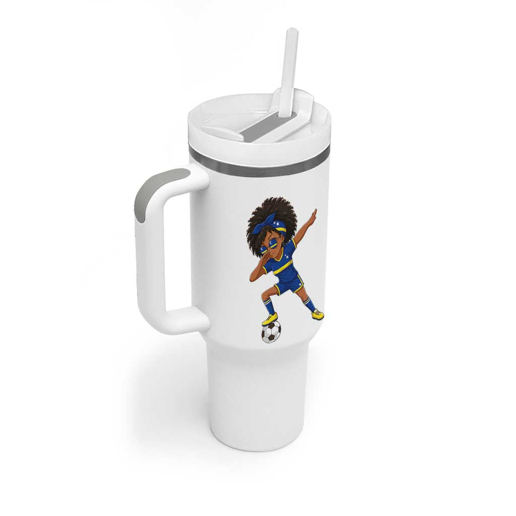 Funny Curacao Soccer Girl Tumbler With Handle Dabbing Football Fan Gift