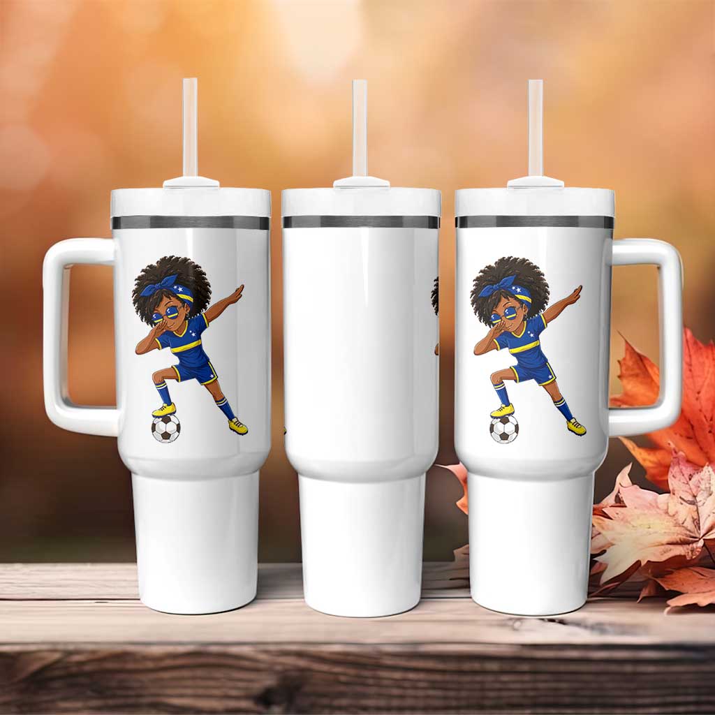 Funny Curacao Soccer Girl Tumbler With Handle Dabbing Football Fan Gift