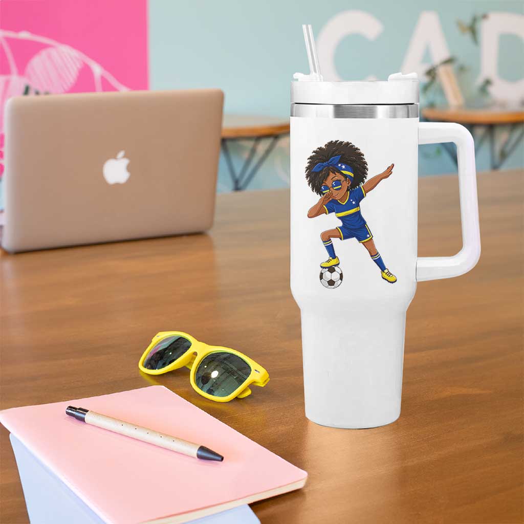 Funny Curacao Soccer Girl Tumbler With Handle Dabbing Football Fan Gift